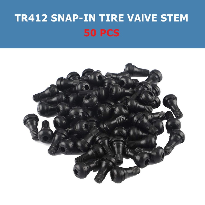 EZISOE 50 Pcs TR412 Black in Standard Length Stem Snap Rubber Valve Stems,TR412 tire Valve stem for Off-Road Trucks ATV,SUVs,RVs with Tubeless 0.453in 11.5mm Rim Holes on Vehicles - Image 4